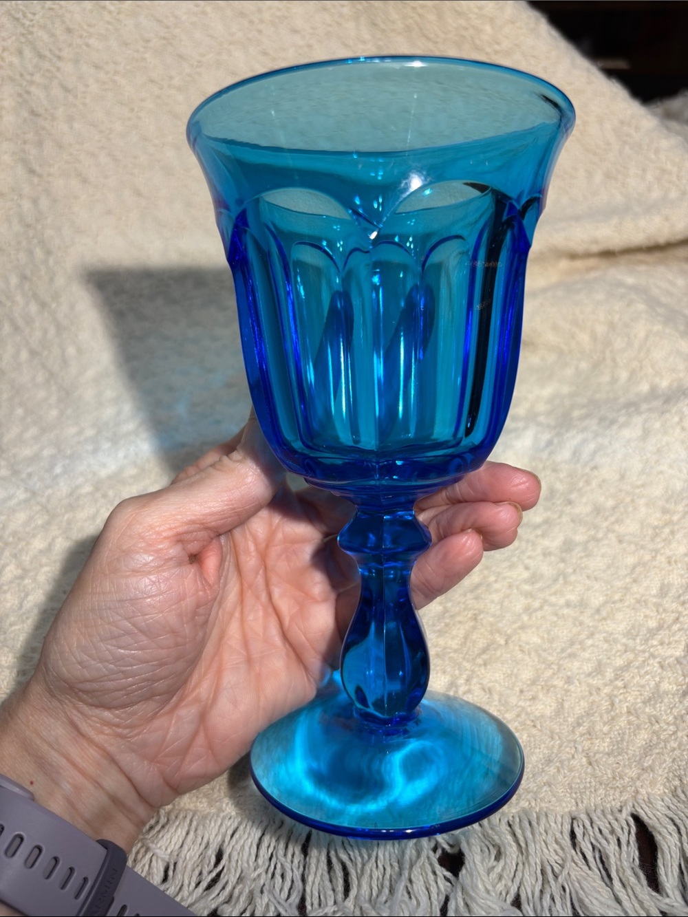 Vintage Imperial Glass Ultra Blue Wine Goblet - Old Williamsburg Footed Glass